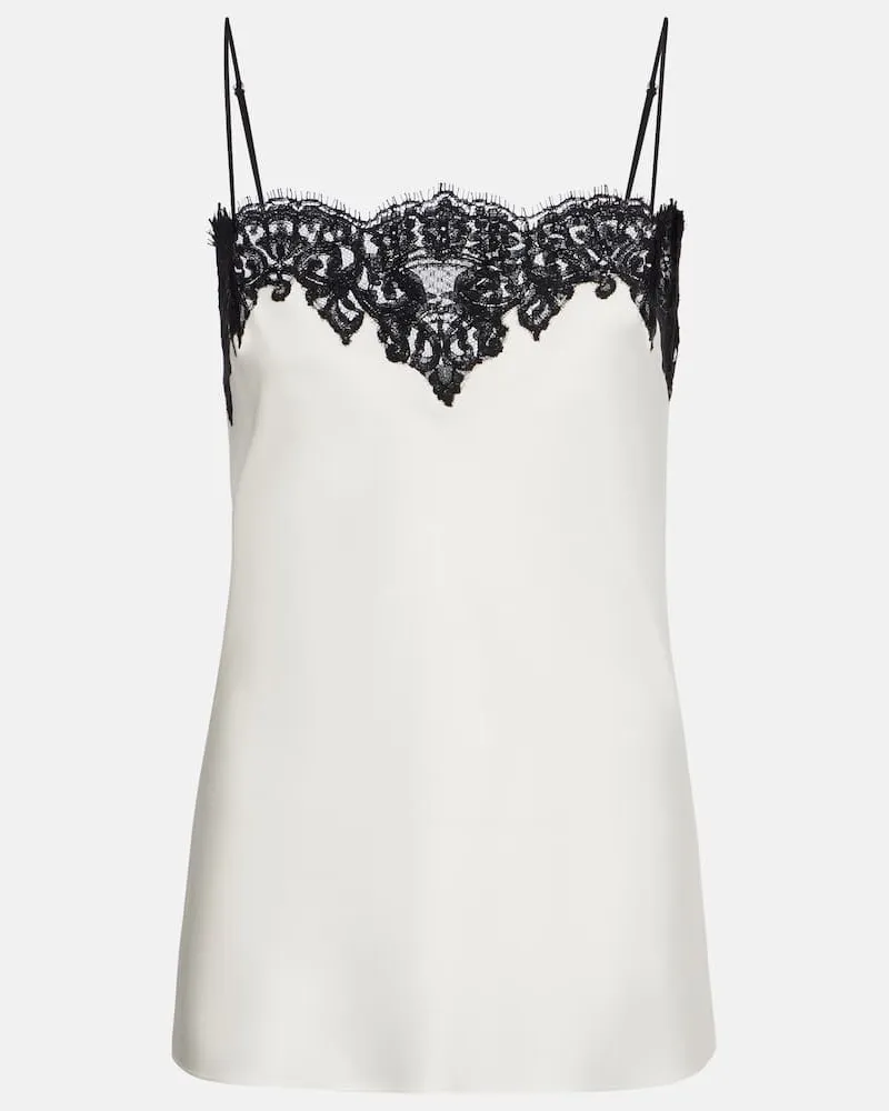 Stella McCartney Top aus Satin mit Spitze Weiß