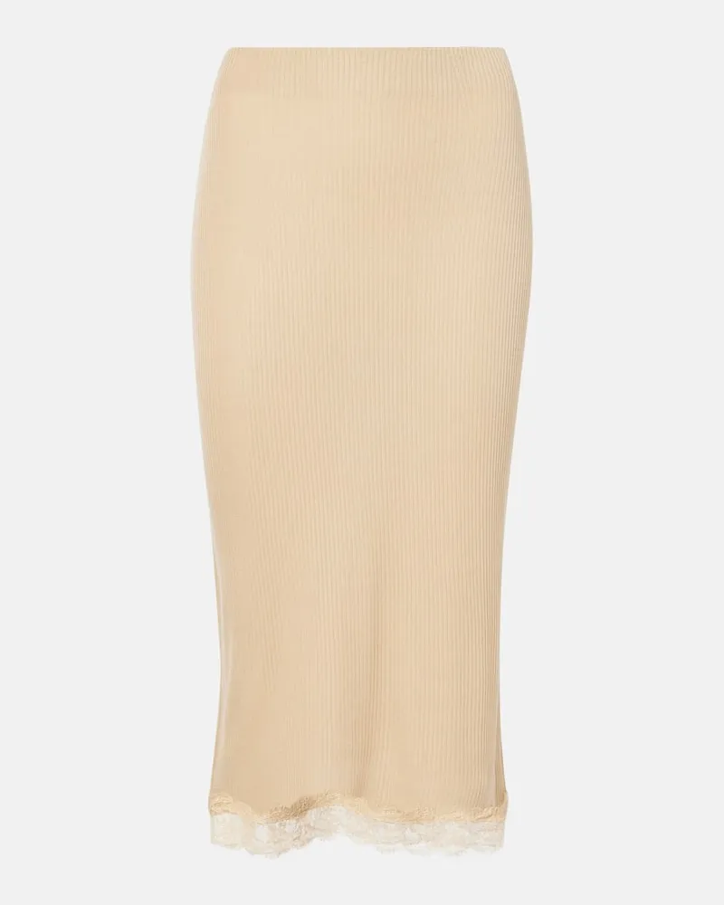 The Row Midirock Indira aus einem Seidengemisch Beige