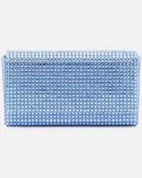 Amina Muaddi Clutch Superamini mit Kristallen Blau