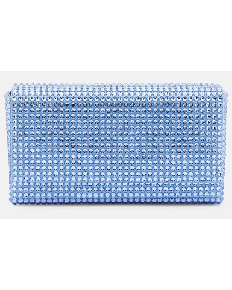 Amina Muaddi Clutch Superamini mit Kristallen Blau