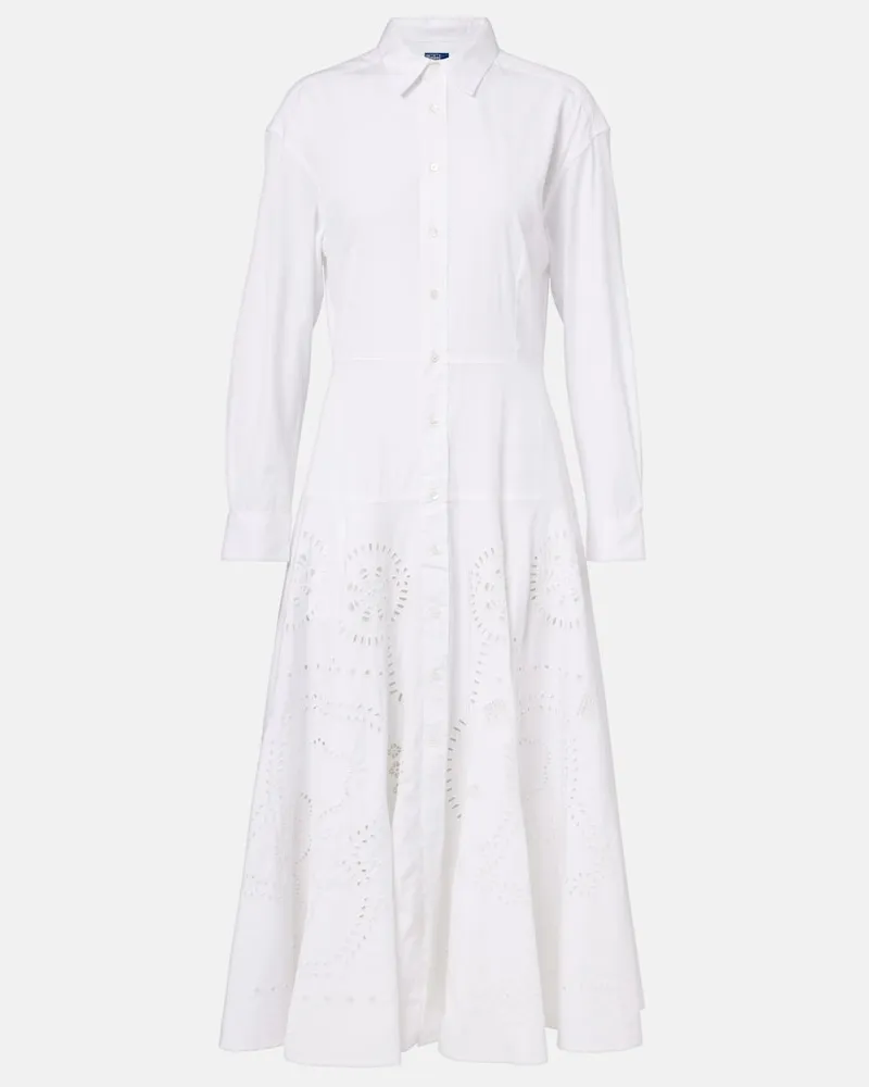 Ralph Lauren Hemdblusenkleid aus Baumwollpopeline Weiß