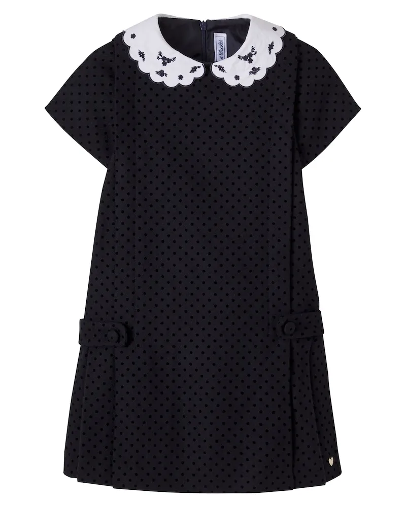 Tartine et Chocolat Besticktes Kleid aus einem Wollgemisch Blau