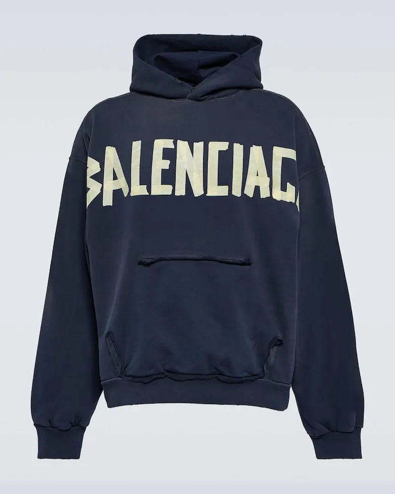 Balenciaga Hoodie aus Baumwolle Blau