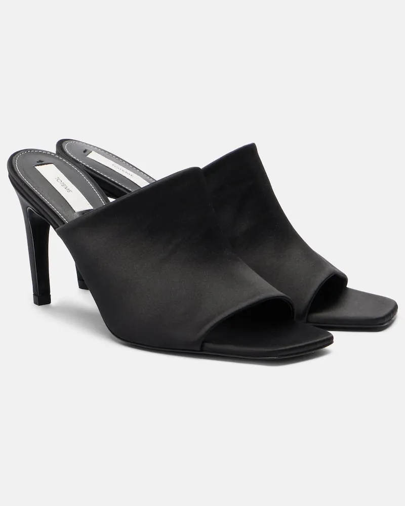 Totême Pantoletten 85 aus Satin Schwarz