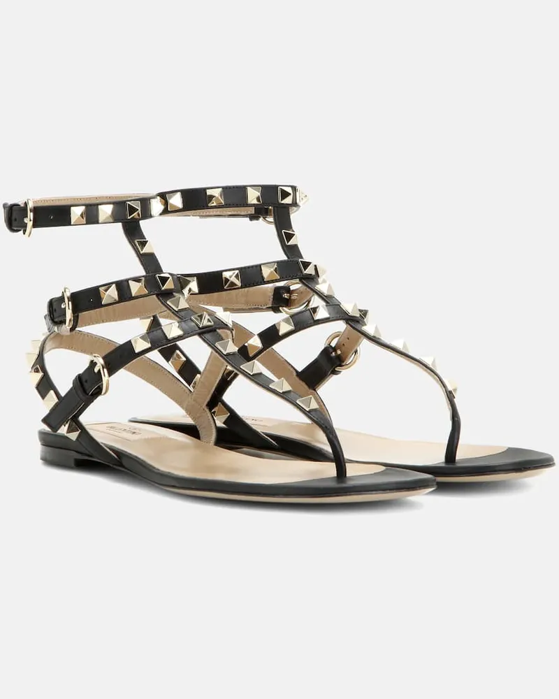 Valentino Garavani Sandalen Rockstud aus Leder Schwarz