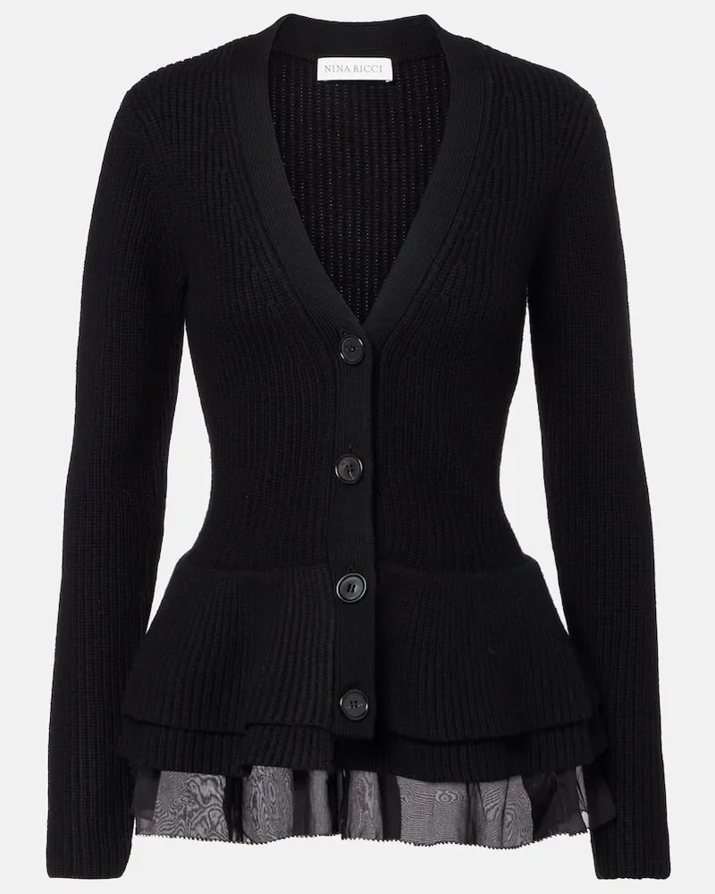 Nina Ricci Cardigan aus Wolle mit Seide Schwarz