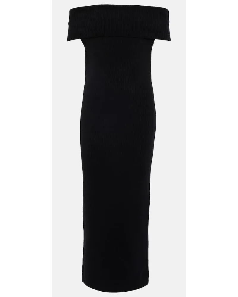 Totême Off-Shoulder-Midikleid Schwarz