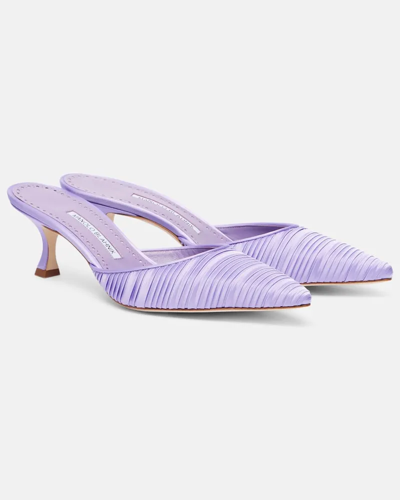 Manolo Blahnik Mules Carolyne 50 aus Satin Violett