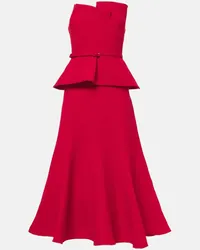 Roland Mouret Midikleid aus Wolle und Seide Rot