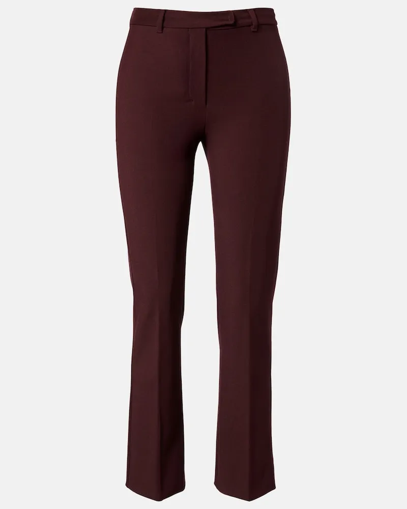 Max Mara Gerade Cropped-Hose aus einem Baumwollgemisch Burgunderrot