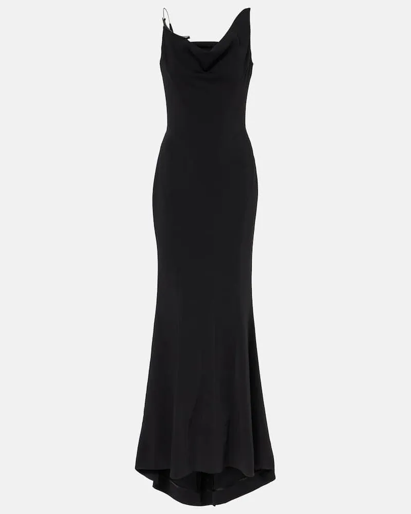 Thierry Mugler Robe aus Crepe Schwarz