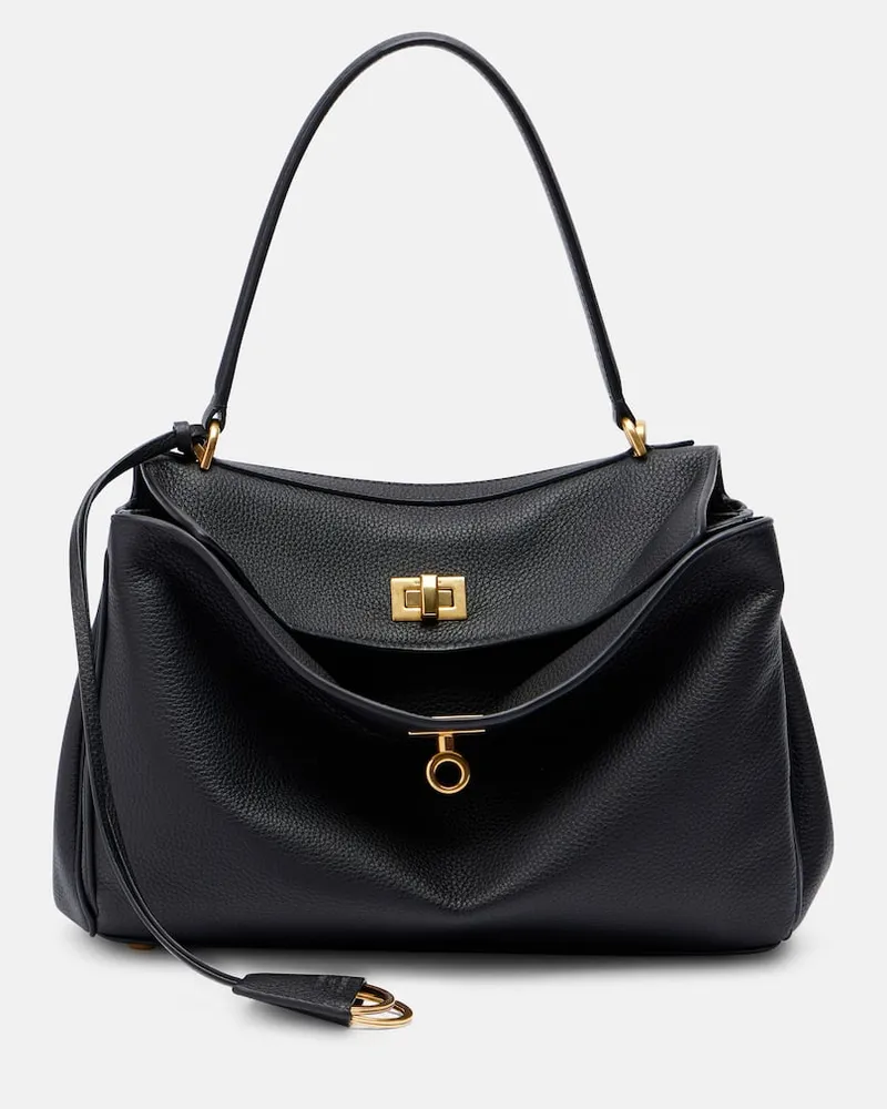 Balenciaga Schultertasche Rodeo Small aus Leder Schwarz