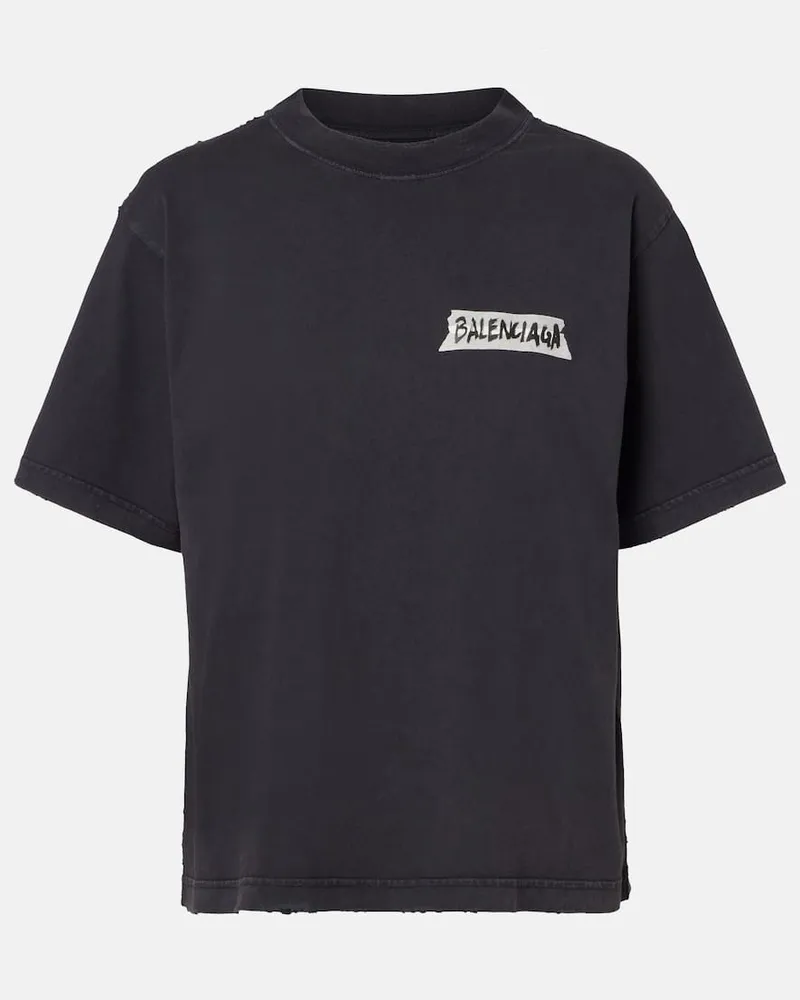 Balenciaga T-Shirt aus Baumwoll-Jersey Schwarz