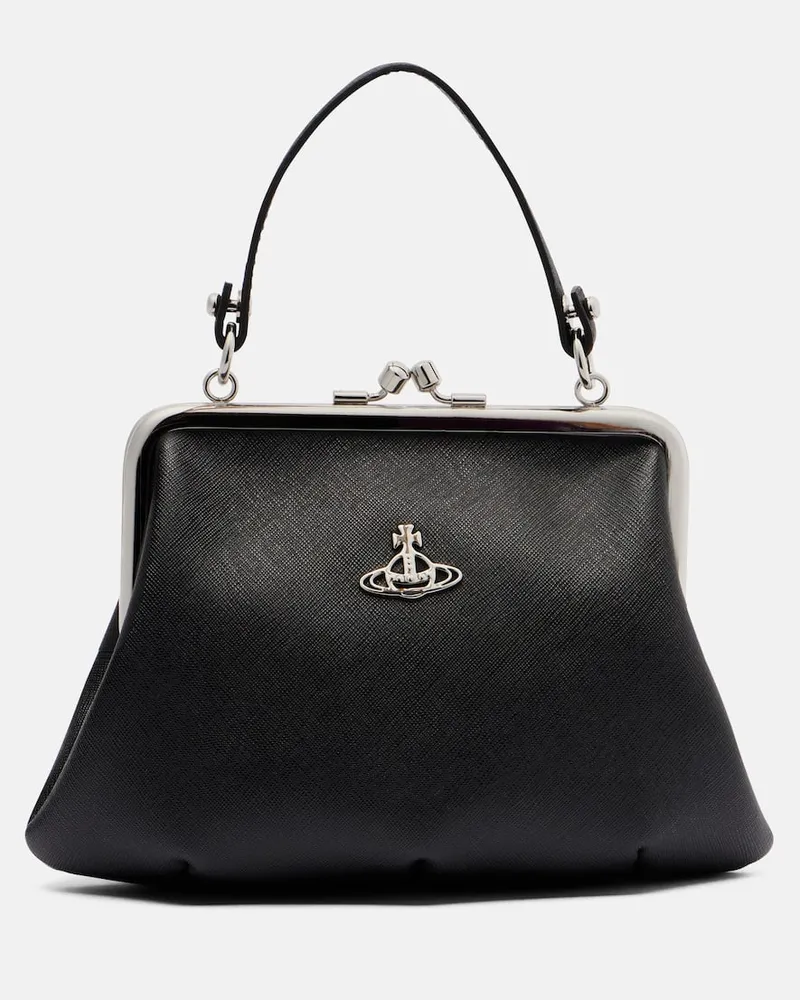 Vivienne Westwood Tote Granny Frame aus Leder Schwarz