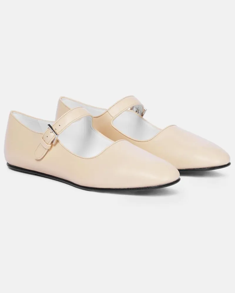 The Row Ballerinas Ava aus Leder Weiß