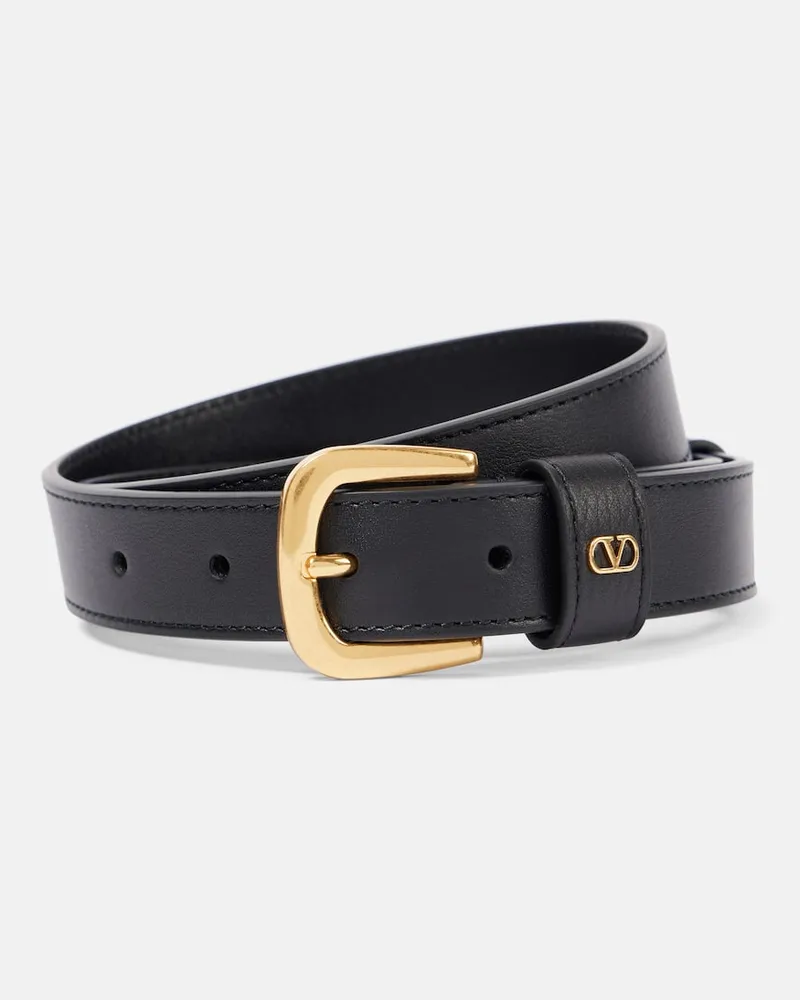 Valentino Garavani Gürtel VLogo Signature aus Leder Schwarz