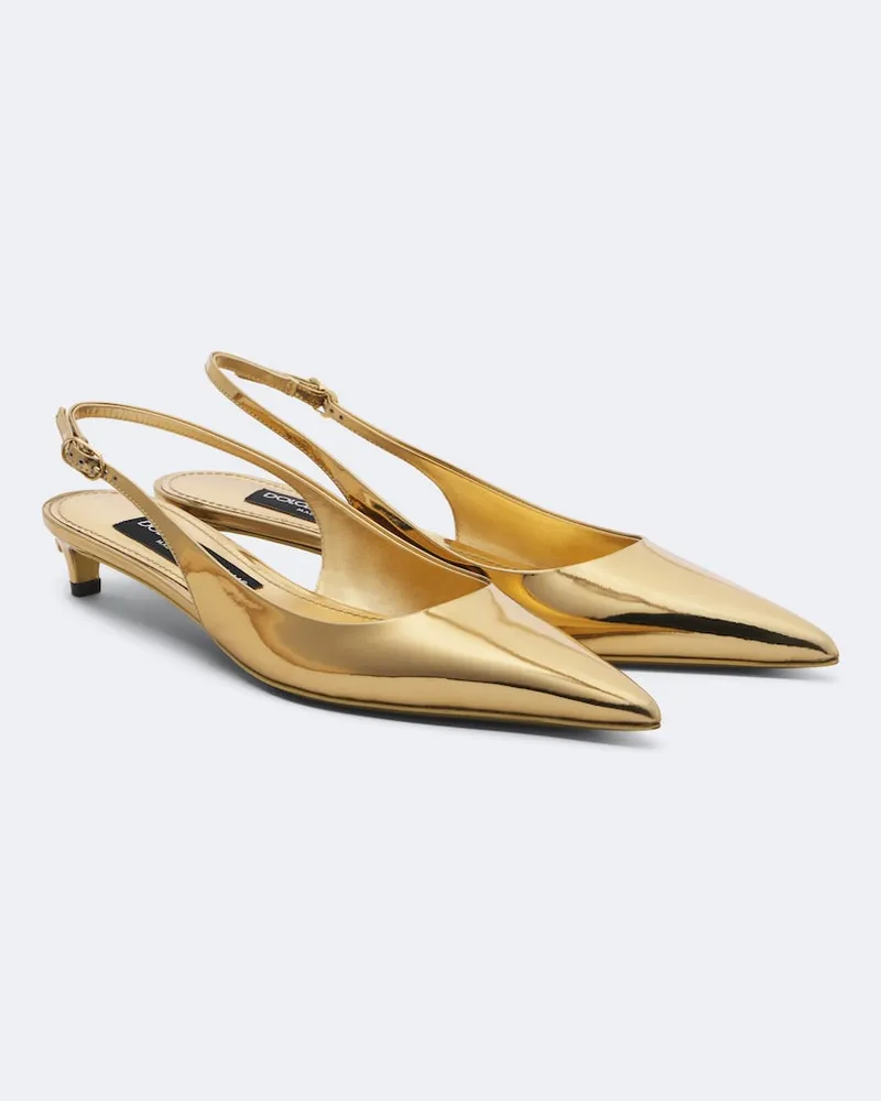 Dolce & Gabbana Metallic Slingback-Pumps aus Leder Gold