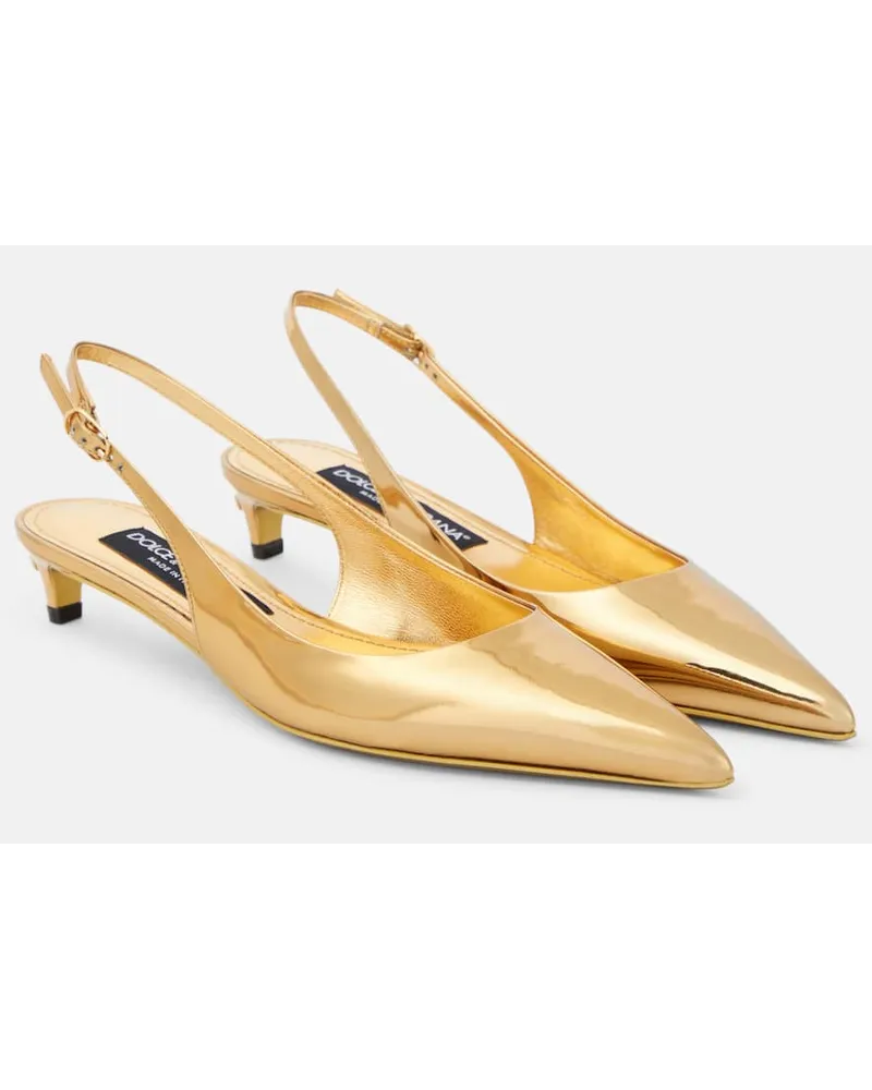 Dolce & Gabbana Slingback-Pumps aus Metallic-Leder Gold