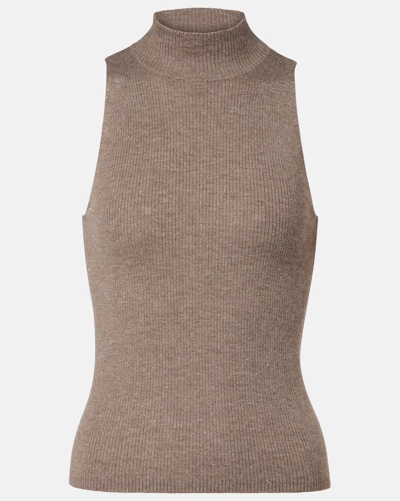 Brunello Cucinelli Top aus Rippstrick Braun