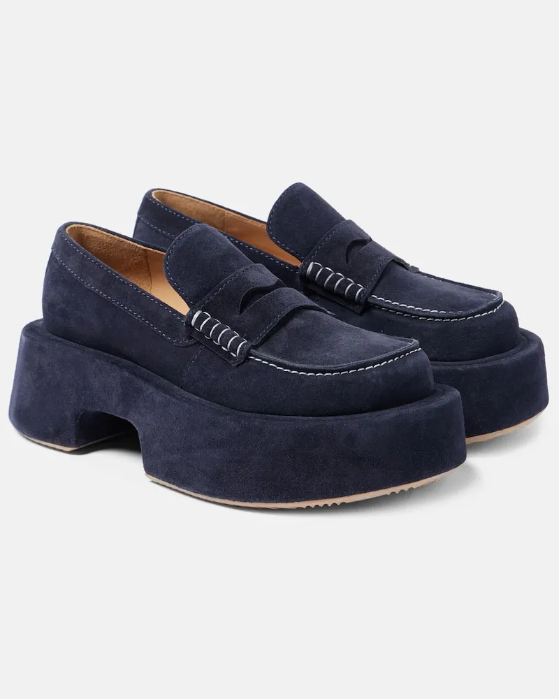 J.W.Anderson Plateau-Loafers aus Veloursleder Blau