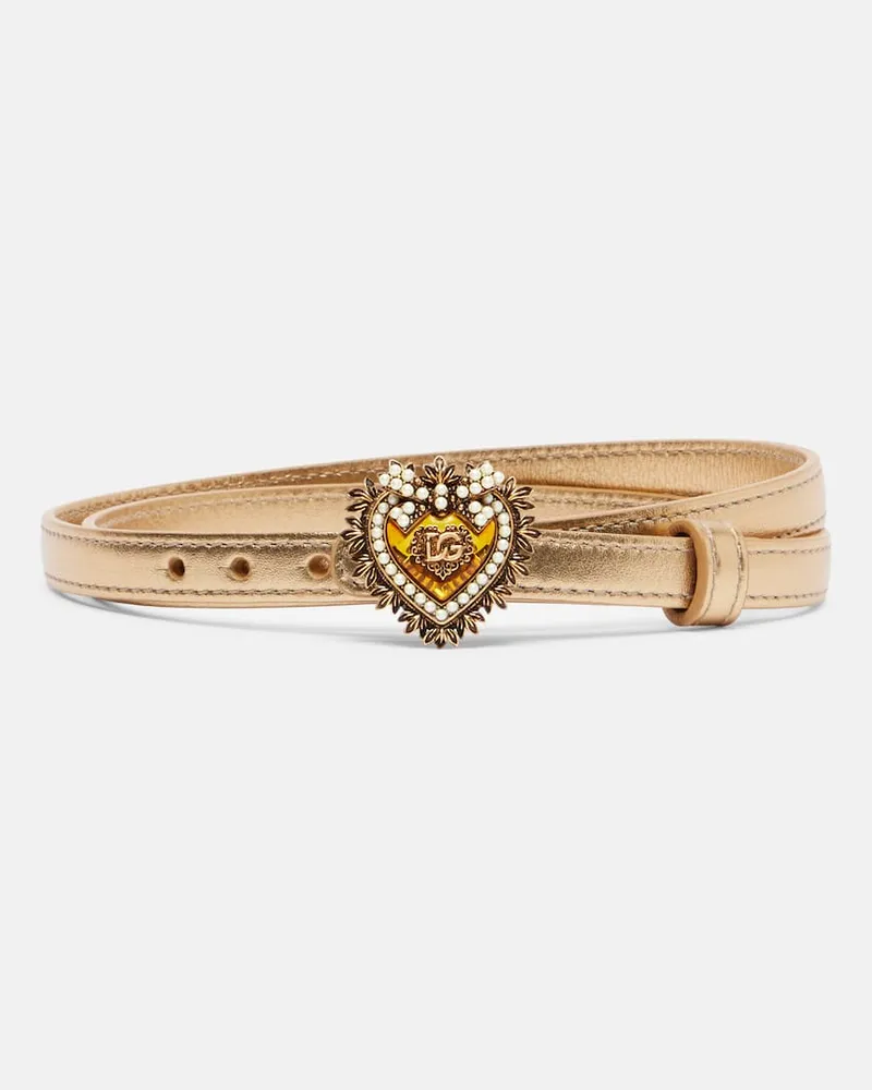 Dolce & Gabbana Gürtel Devotion aus Metallic-Leder Gold