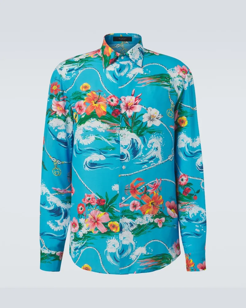 Gucci Bedrucktes Hemd Blau