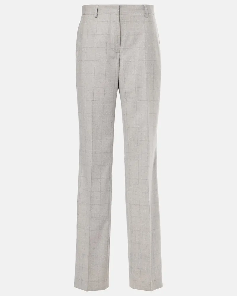 Dries van Noten Gerade Hose aus Wolle Grau