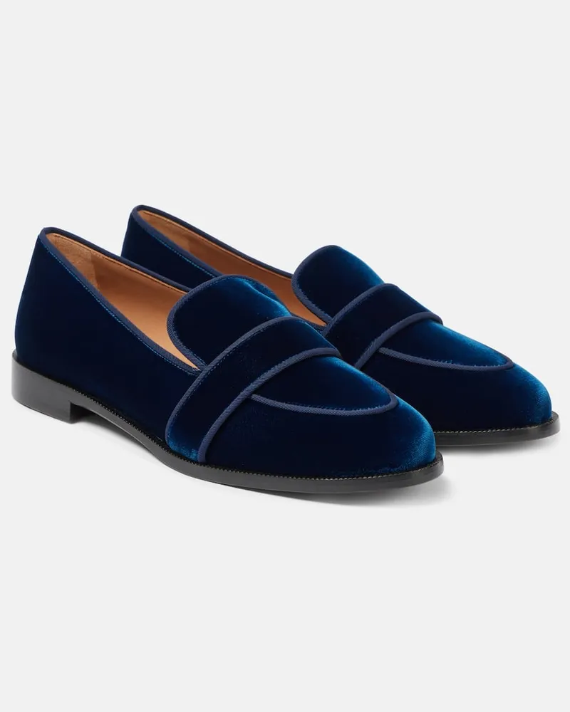 Aquazzura Loafers Martin aus Samt Blau