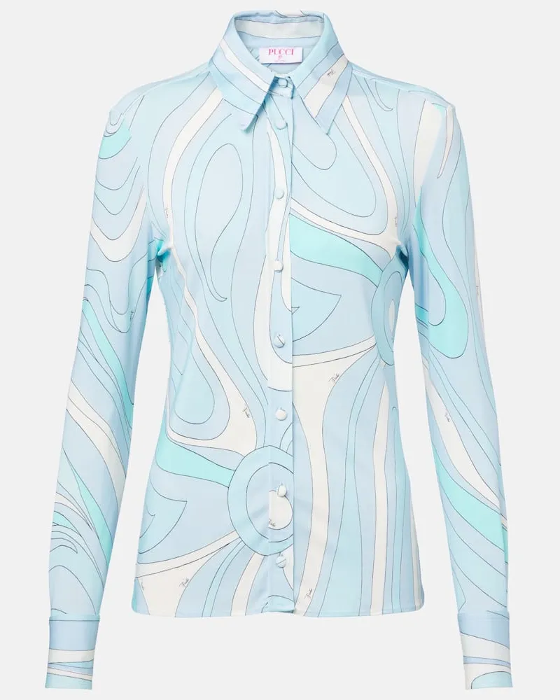Emilio Pucci Hemd Marmo aus Satin Blau