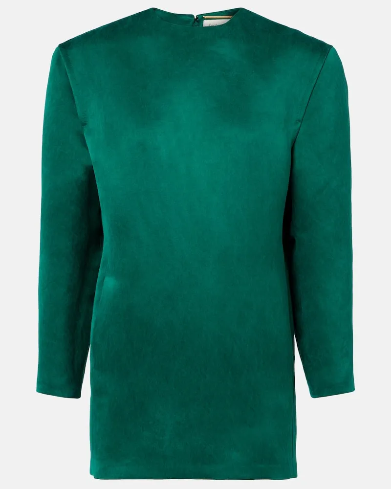 Saint Laurent Minikleid aus Seidensatin Grün