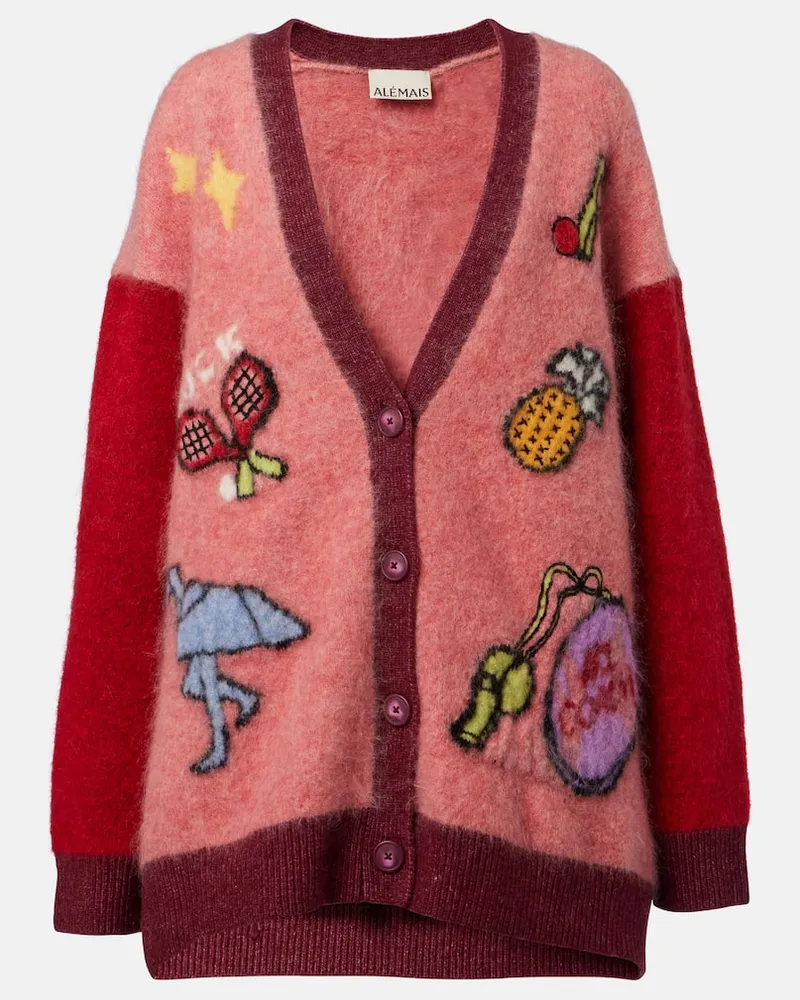 ALEMAIS Alémais Bestickter Cardigan Court aus einem Wollgemisch Rosa