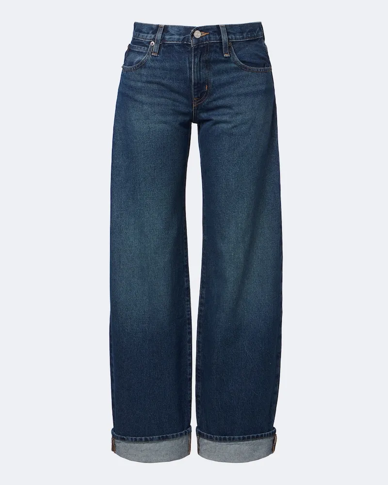 Frame Denim Wide-Leg Jeans Low Bow Blau