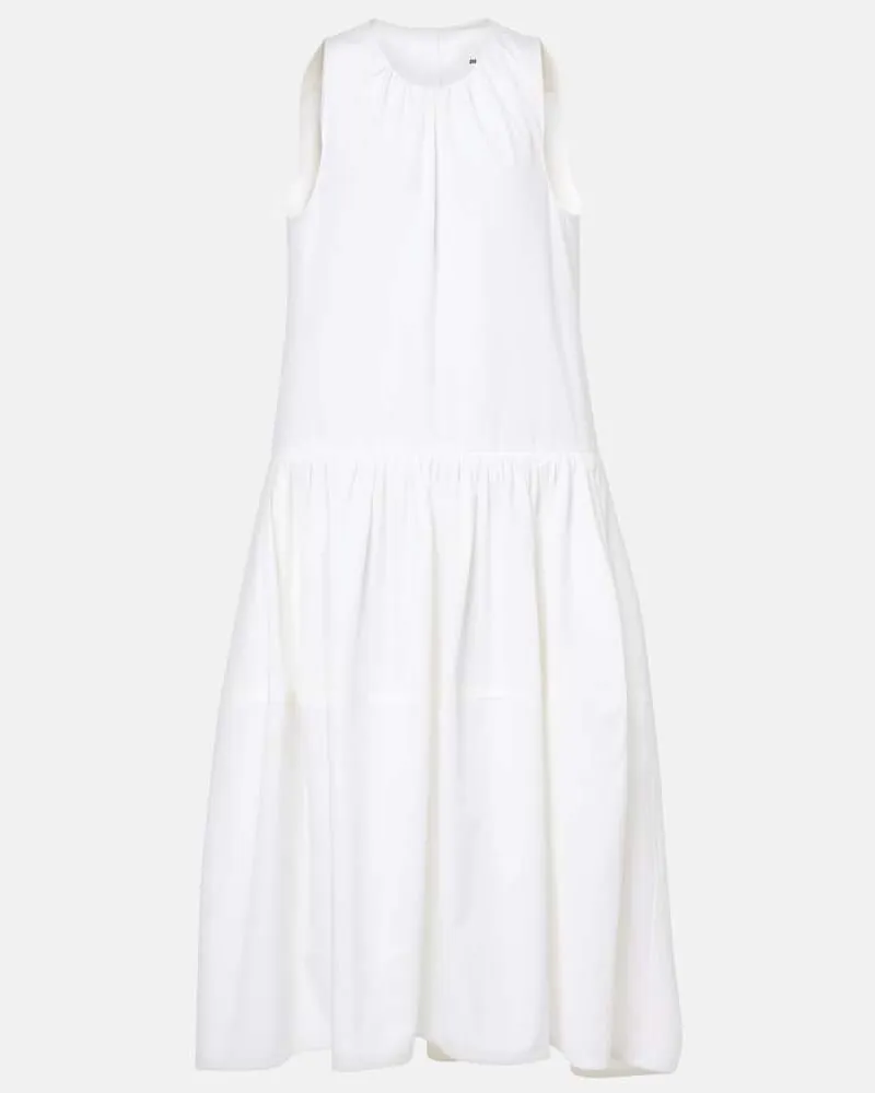 Jil Sander Midikleid aus Baumwolle Weiß