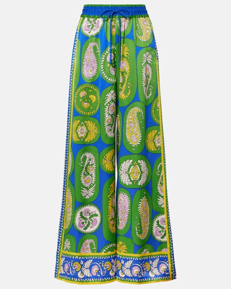 ALEMAIS Alémais Weite Hose aus Seidensatin Multicolor