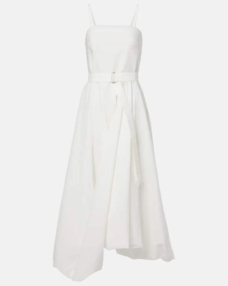 Brunello Cucinelli Midikleid aus einem Baumwollgemisch Weiß