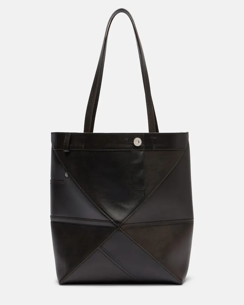 Loewe Tote Bag Puzzle Fold Medium aus Leder Braun