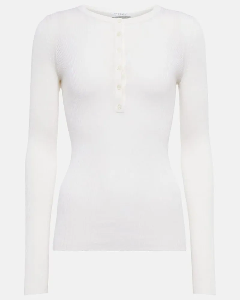 Gabriela Hearst Henley-Top Julian aus Kaschmir und Seide Weiß