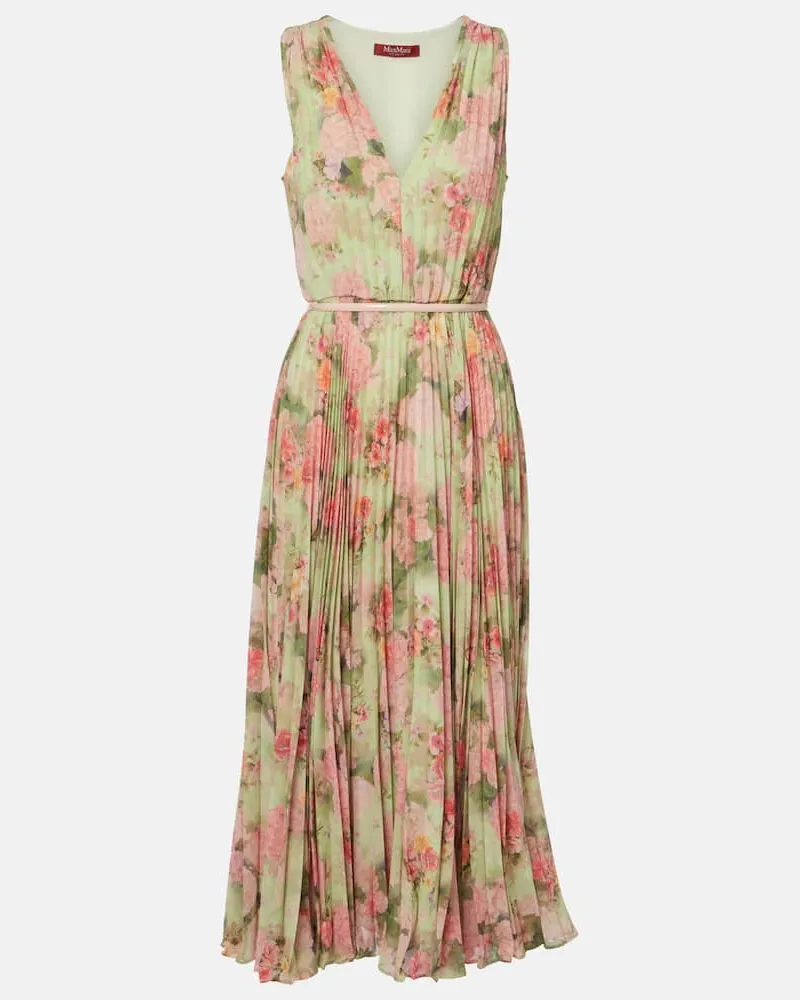 Max Mara Maxikleid aus Georgette Grün