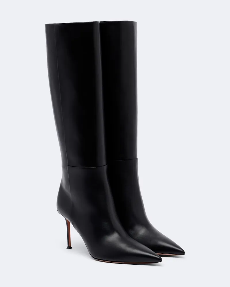 Aquazzura Kniehohe Stiefel Harper aus Leder Schwarz