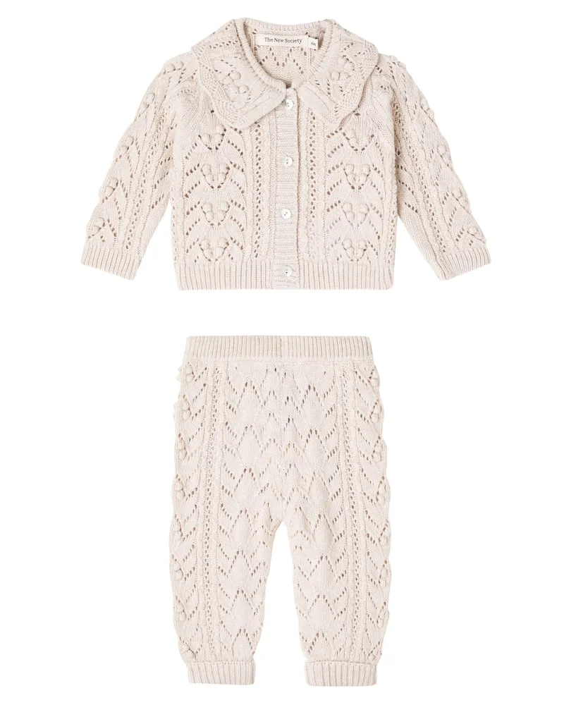 The New Society Baby Set Lila aus Cardigan und Hose Beige