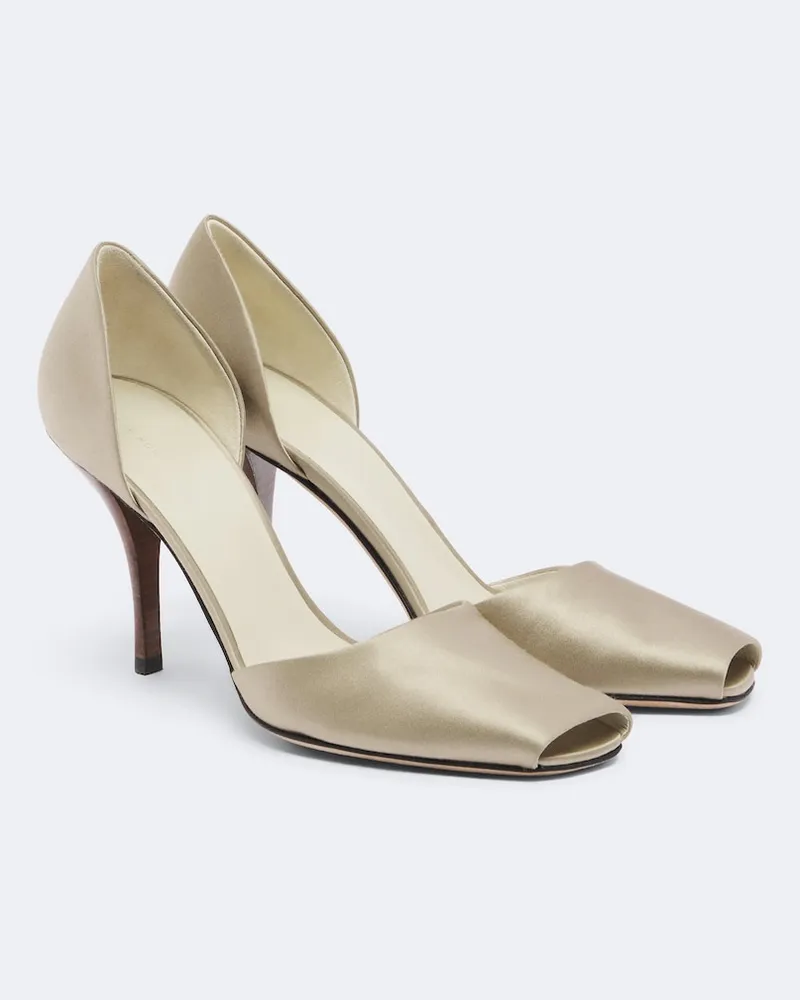 The Row Peeptoe-Pumps Noor aus Satin Gold