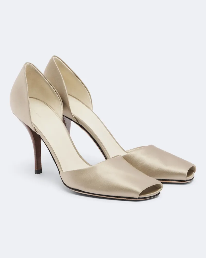 The Row Peeptoe-Pumps Noor aus Satin Gold