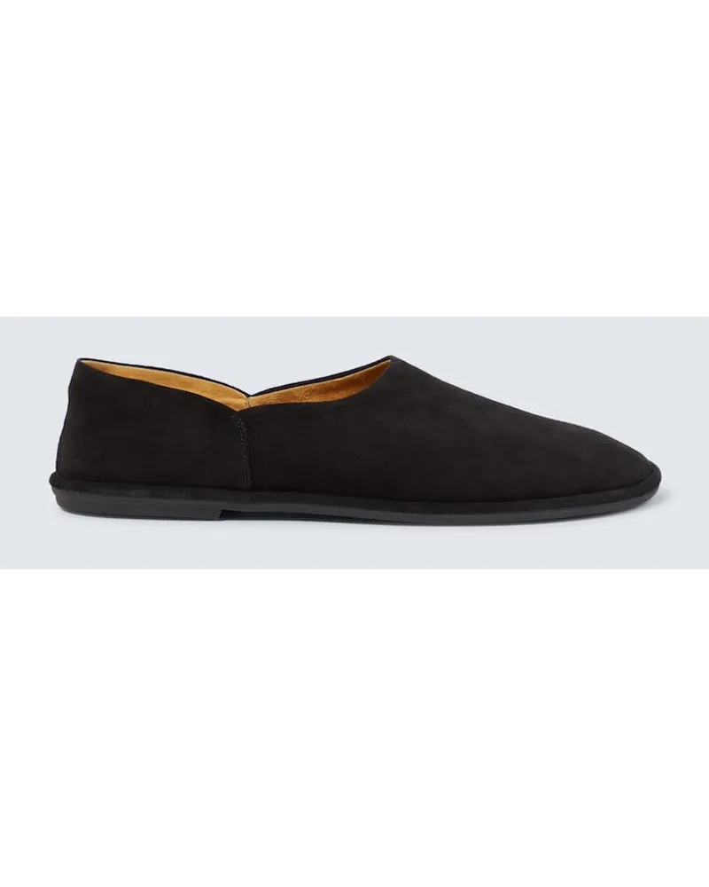 The Row Slip-Ons Canal aus Veloursleder Schwarz