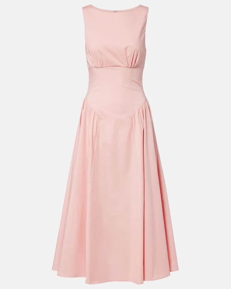 STAUD Midikleid Gwen aus Baumwollpopeline Rosa
