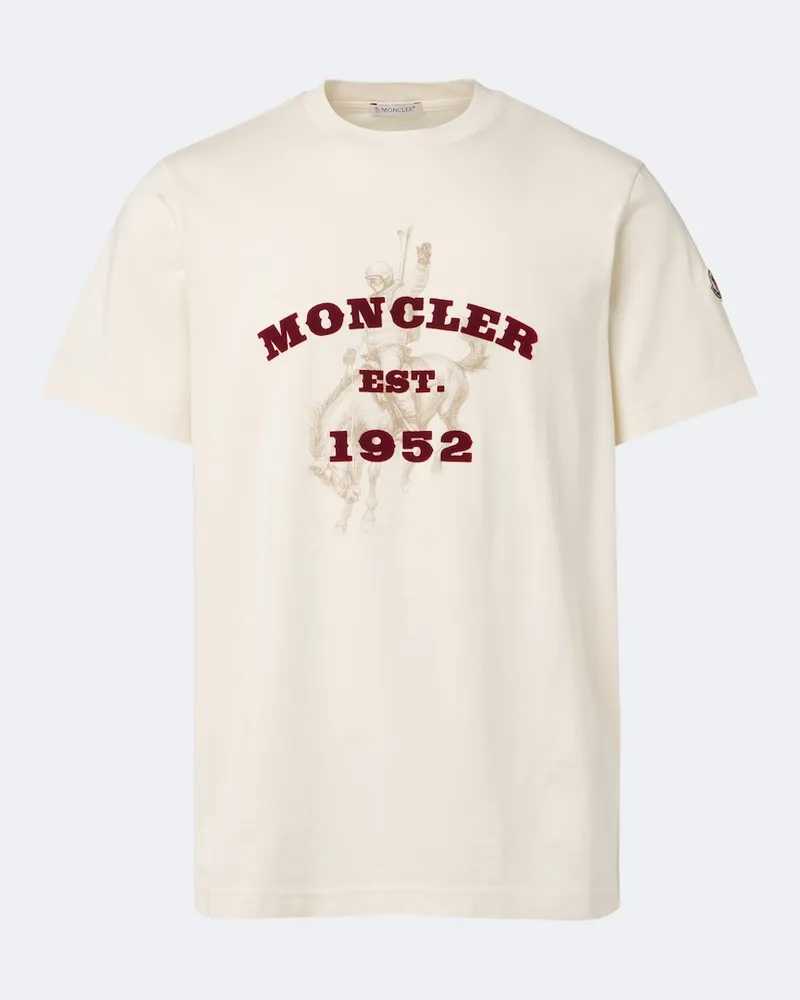 Moncler Bedrucktes T-Shirt aus Baumwoll-Jersey Weiß