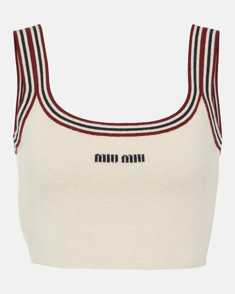 Miu Miu Cropped-Top aus Kaschmir Beige
