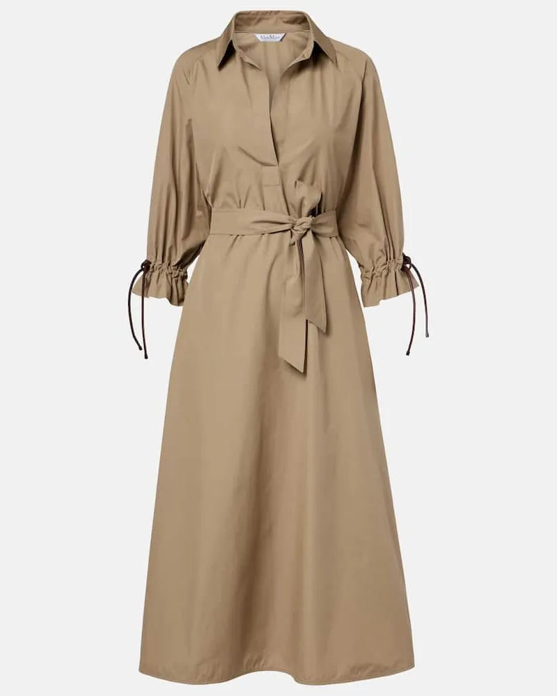 Max Mara Midikleid Mirto aus Baumwollpopeline Beige