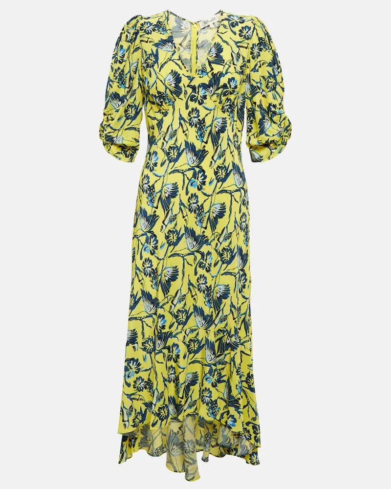 Diane von Furstenberg Bedrucktes Midikleid aus Crêpe Gelb