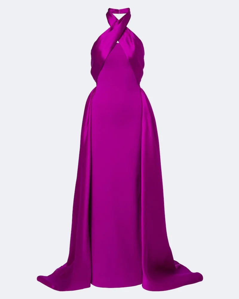 Solace London Robe Rumi aus Crêpe mit Satin Violett
