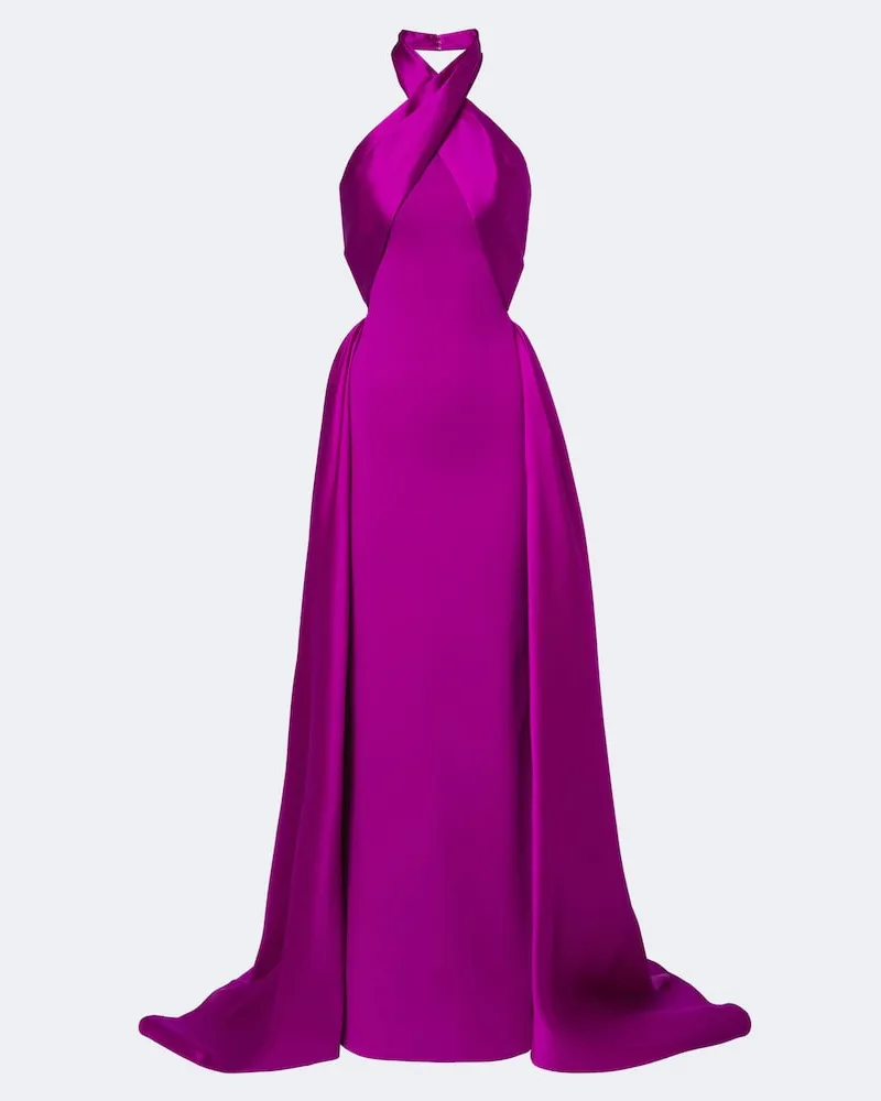 Solace London Robe Rumi aus Crêpe mit Satin Violett